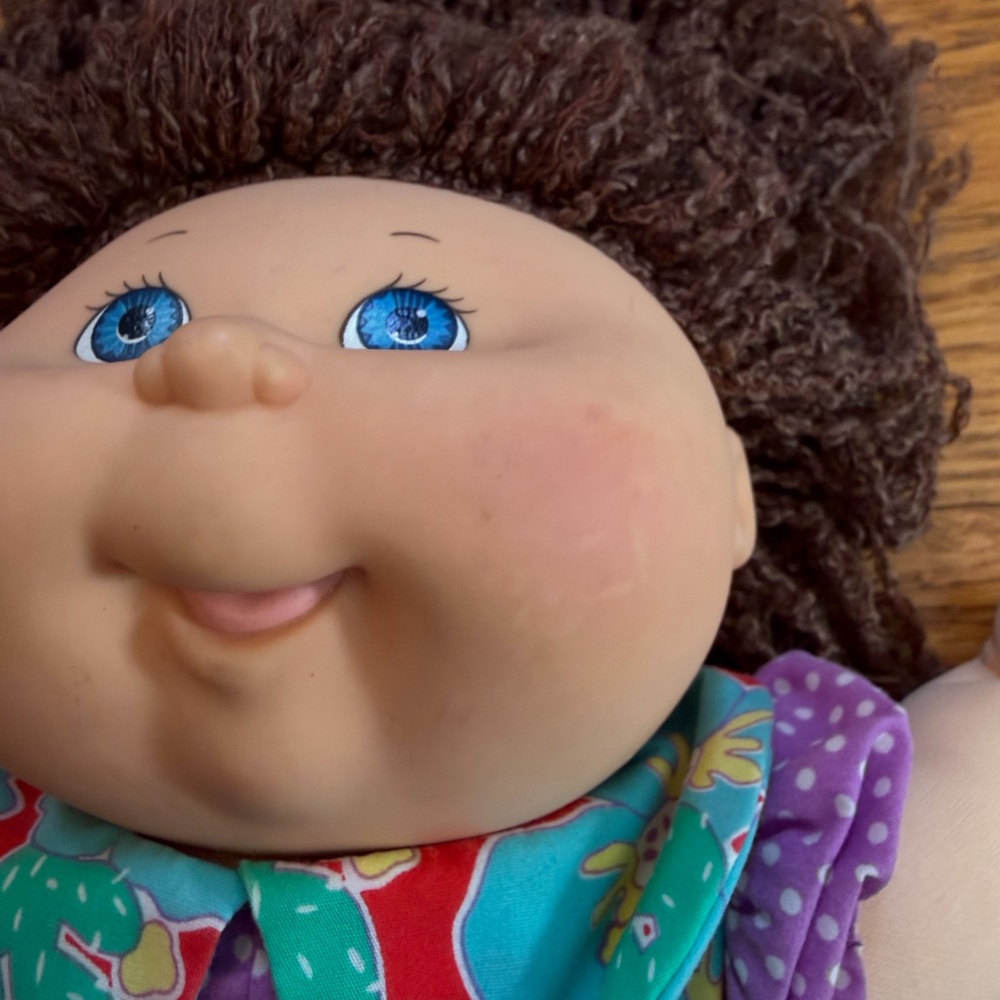 Cabbage Patch Kid 1991 Krinkle Hair Purple Polka Dot Outfit - Picture 4 of 16